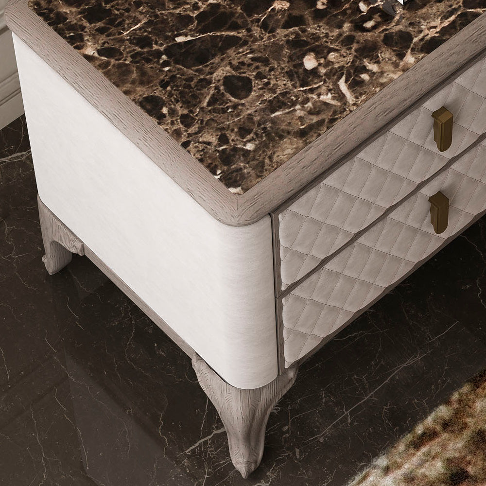 High End Italian Quilted Designer Bedside Cabinet