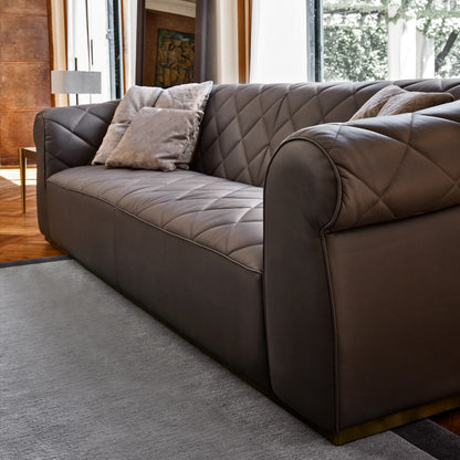 High End Luxury Leather Quilted Italian Sofa