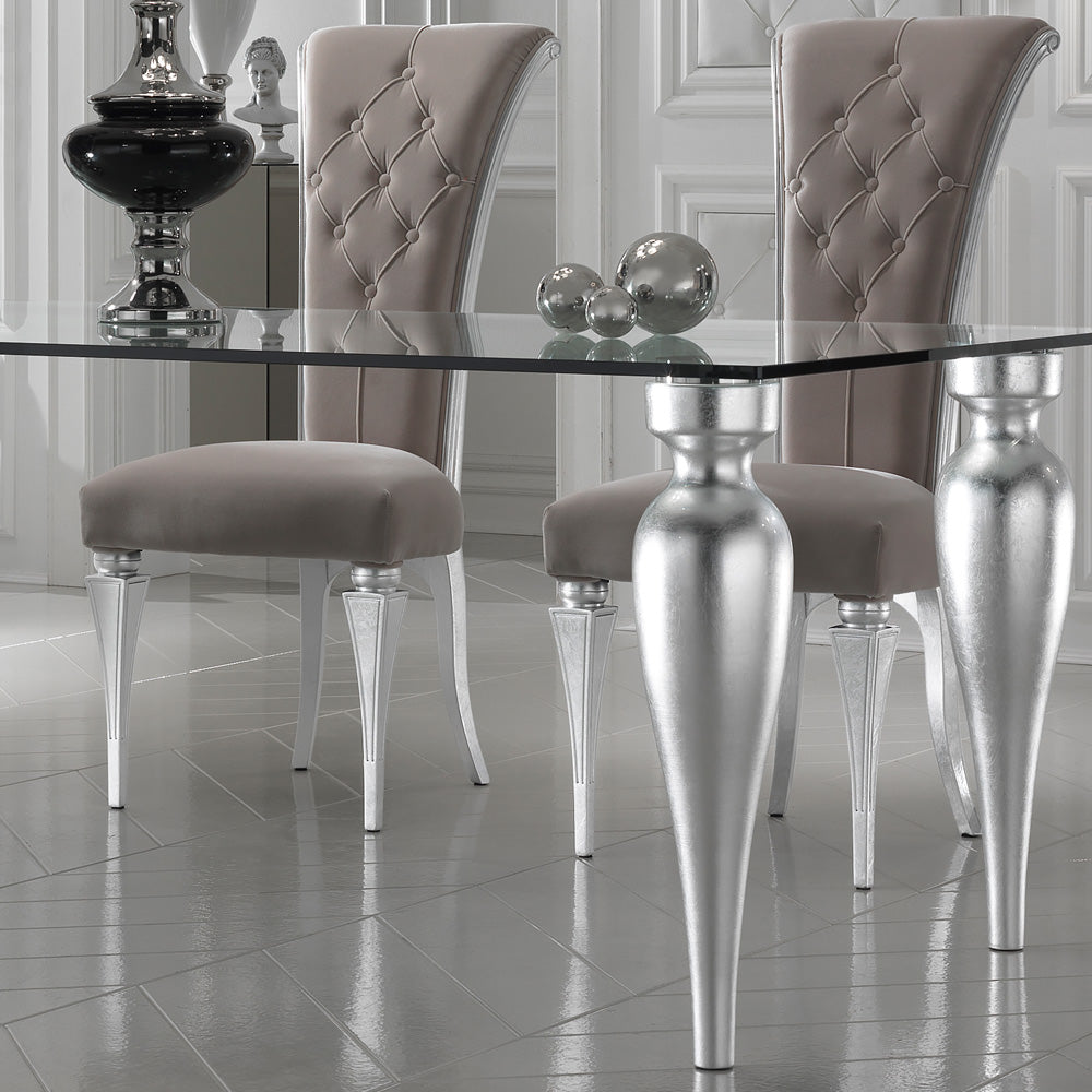 High End Silver Leaf High Backed Dining Chair