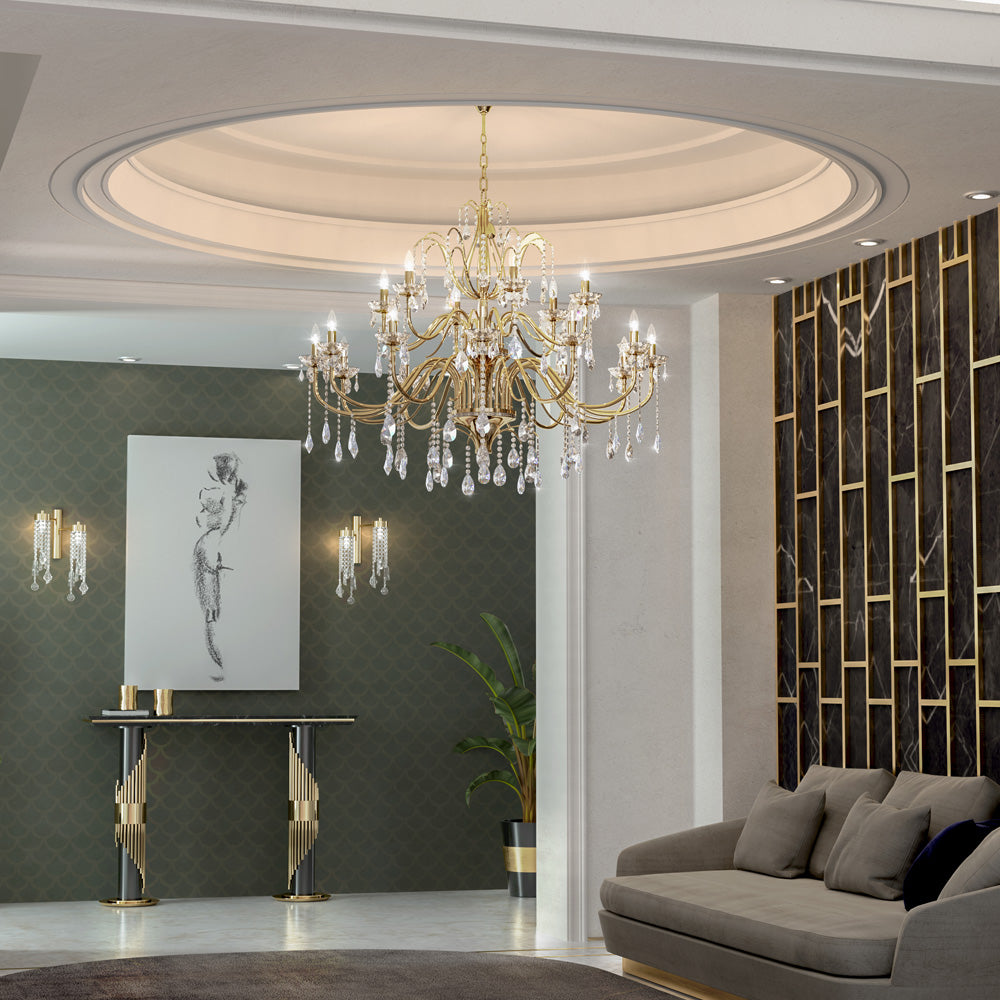 Classic Cut Crystal Gold Plated Chandelier