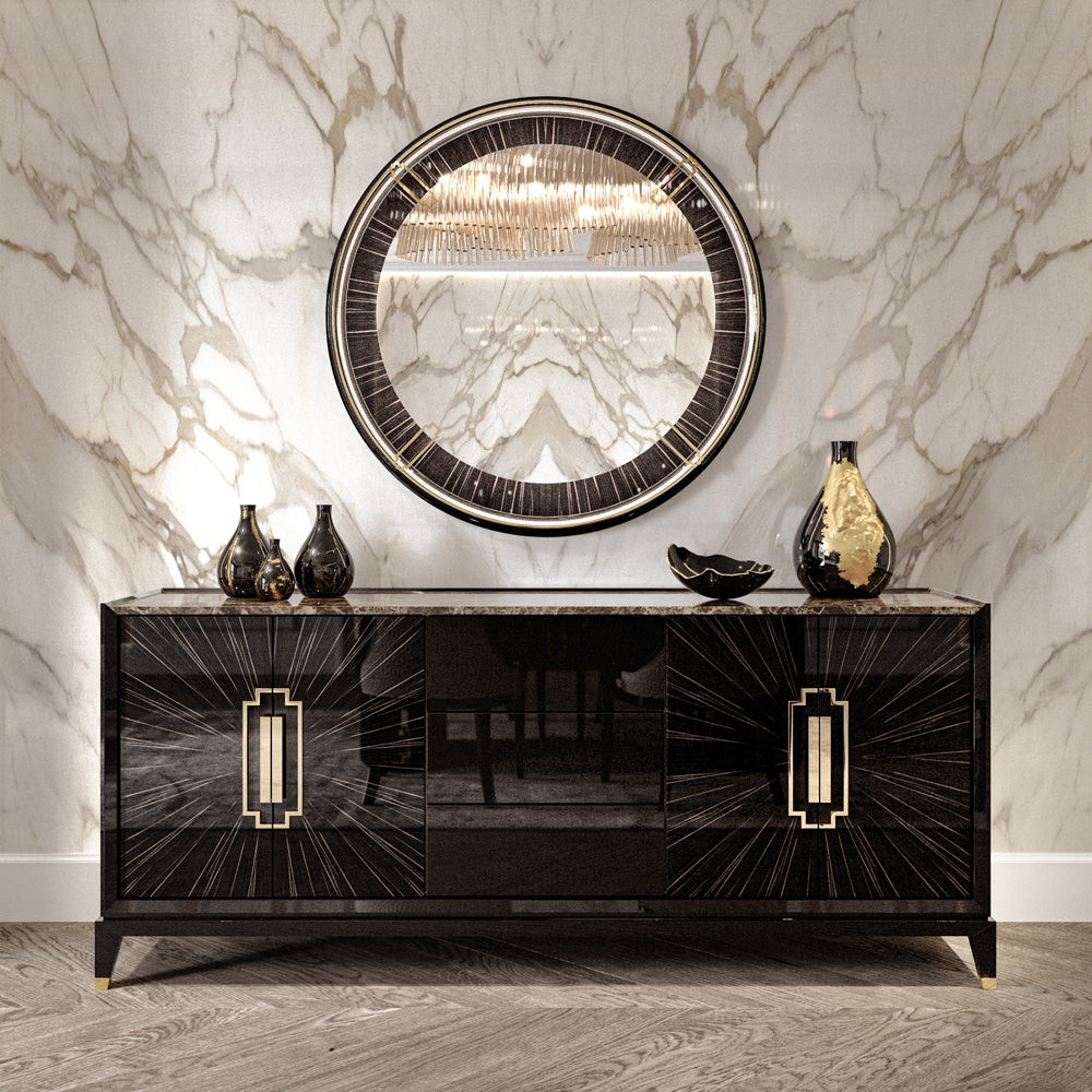 High End Veneer And Marble Sideboard