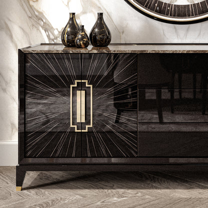 High End Veneer And Marble Sideboard