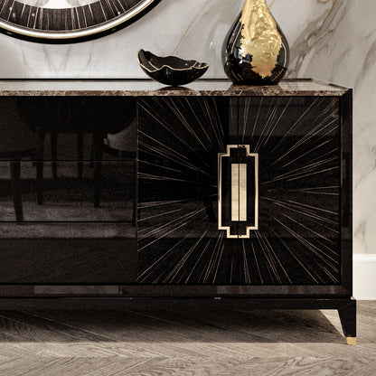 High End Veneer And Marble Sideboard