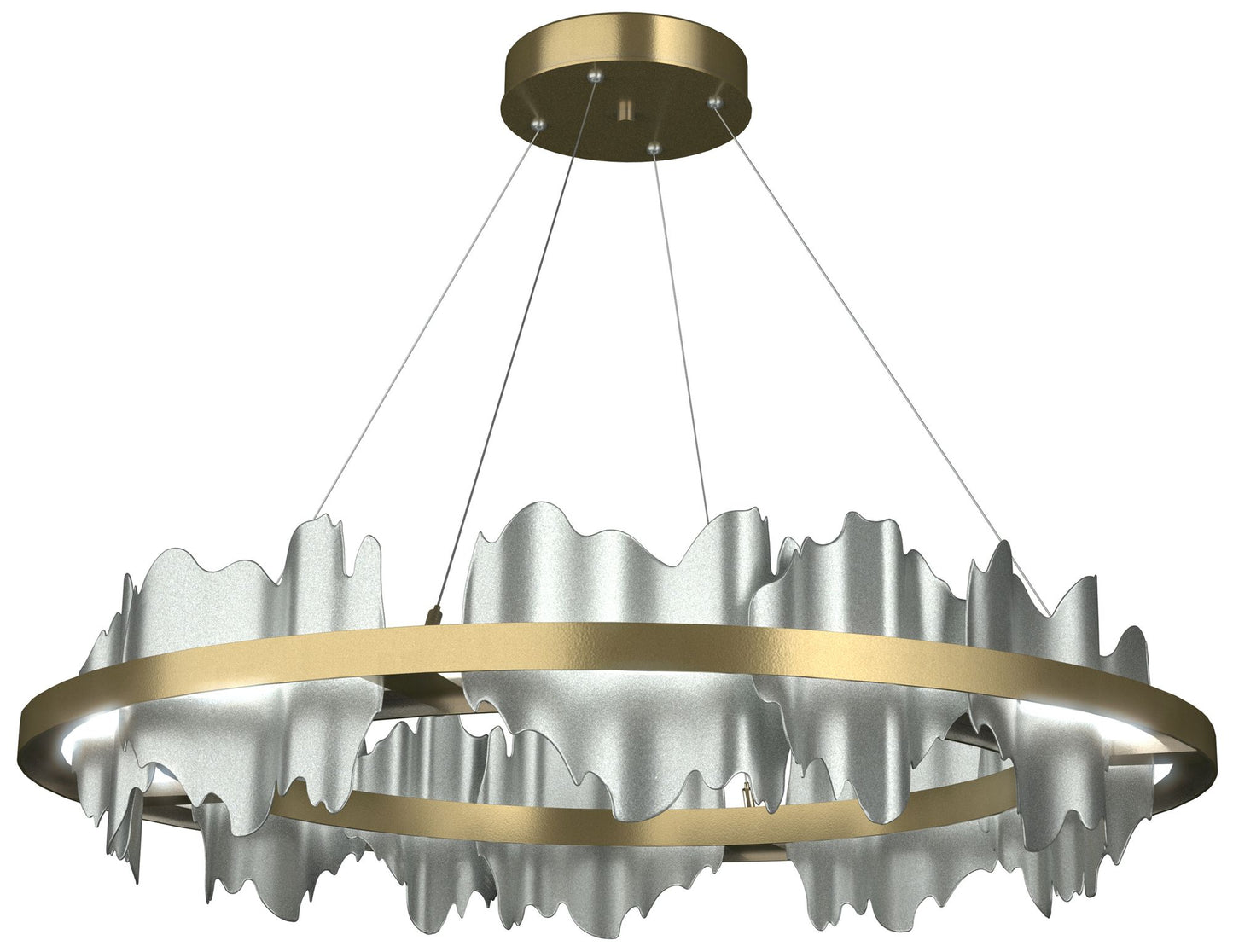 Hildene 38"W  Accented Circular Modern Brass Standard LED Pendant