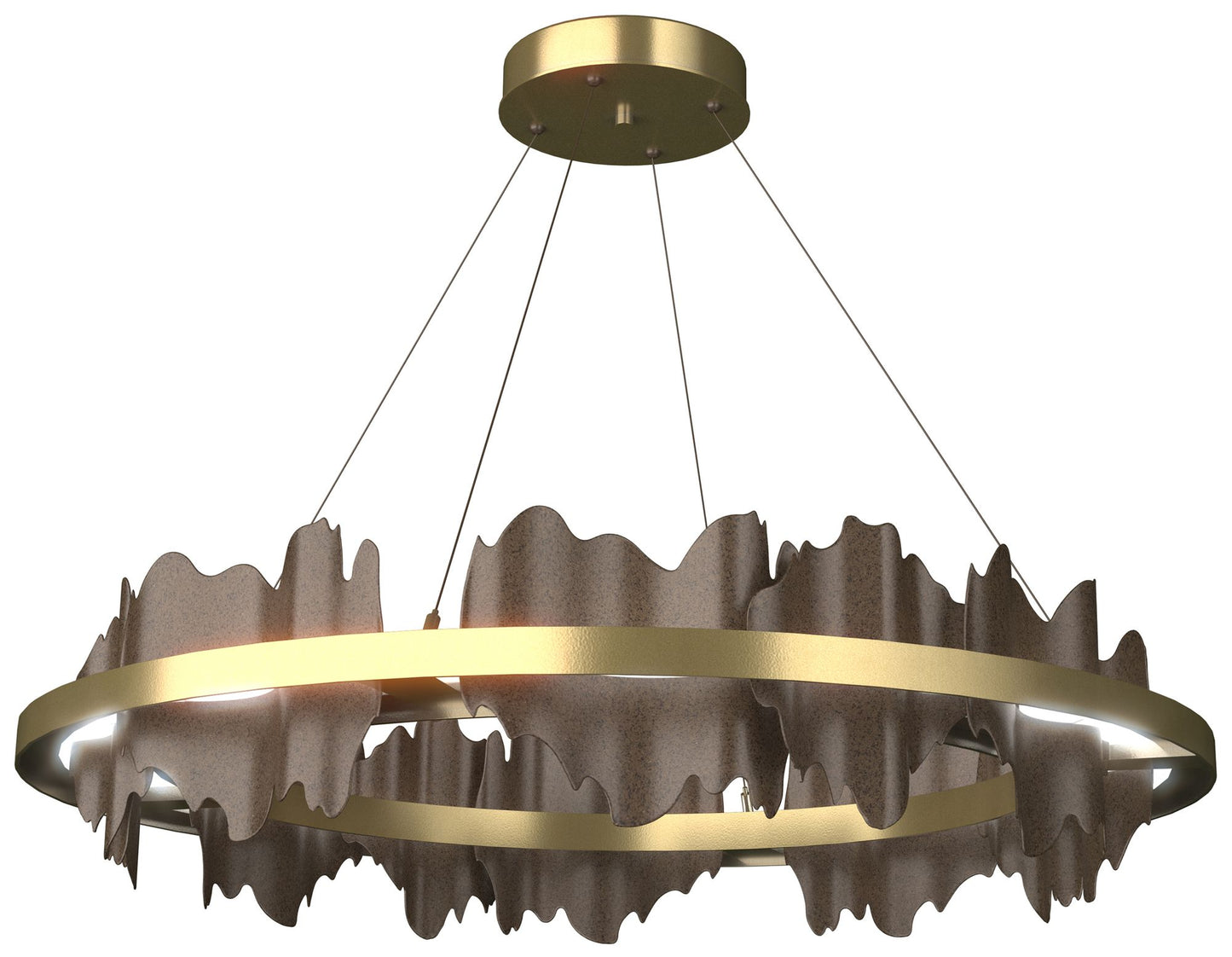 Hildene 38"W Bronze Accented Circular Modern Brass Standard LED Pendan