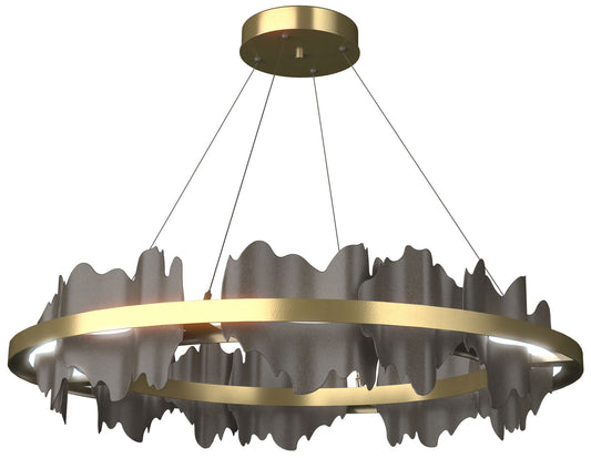 Hildene 38"W Dark Smoke Accented Circular Modern Brass Standard LED Pe