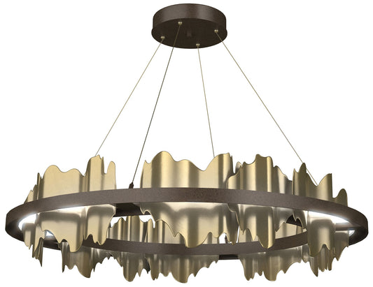 Hildene 38"W Modern Brass Accented Circular Bronze Standard LED Pendan