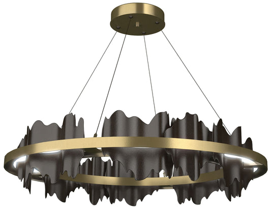 Hildene 38"W Oil Rubbed Bronze Accented Circular Brass Standard LED Pe