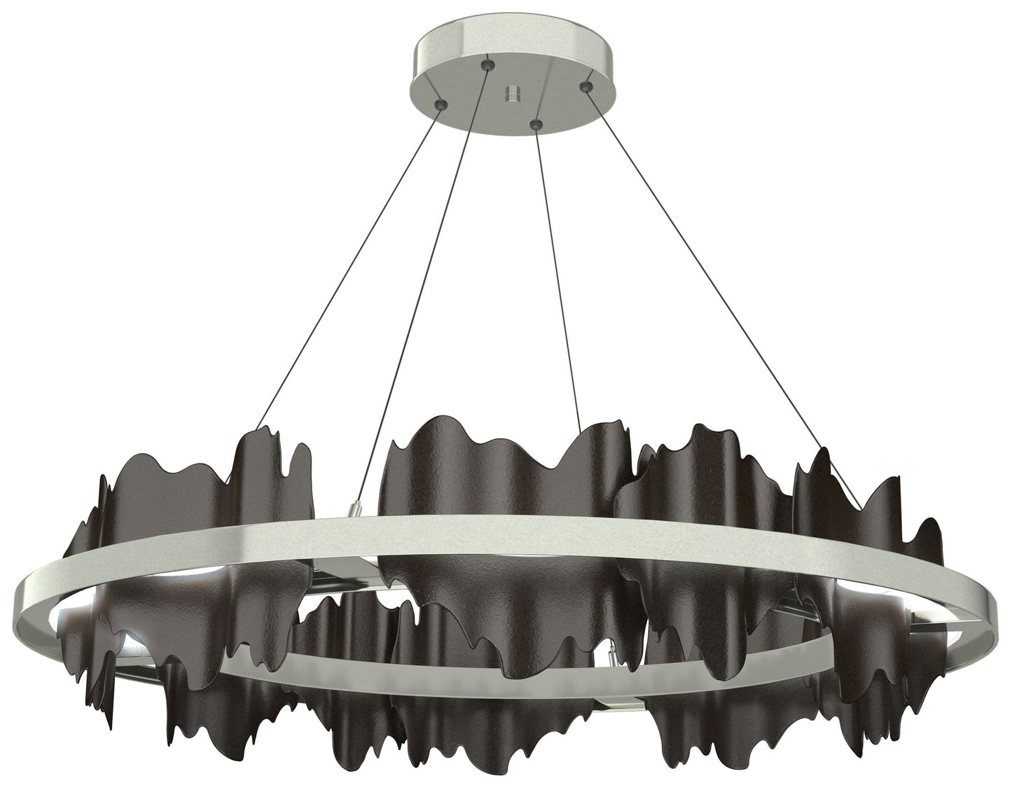 Hildene 38"W Oiled Bronze Accented Circular Sterling Standard LED Pend