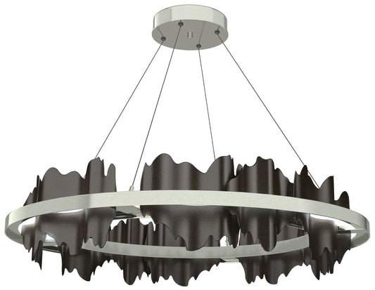 Hildene 38"W Oiled Bronze Accented Circular Sterling Standard LED Pend