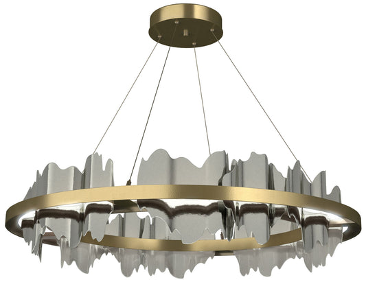 Hildene 38"W Sterling Accented Circular Modern Brass Standard LED Pend