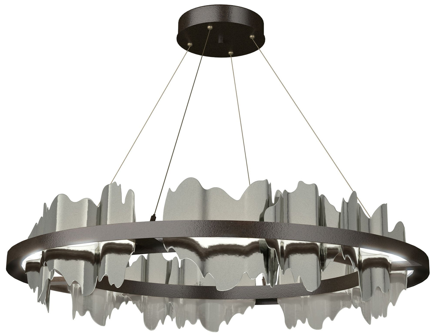 Hildene 38"W Sterling Accented Circular Oiled Bronze Standard LED Pend