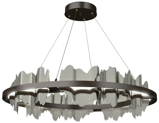 Hildene 38"W Sterling Accented Circular Oiled Bronze Standard LED Pend