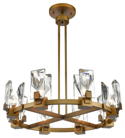 Horizon 8-Light 32 Inch Aged Brass Wheel Styled Chandelier