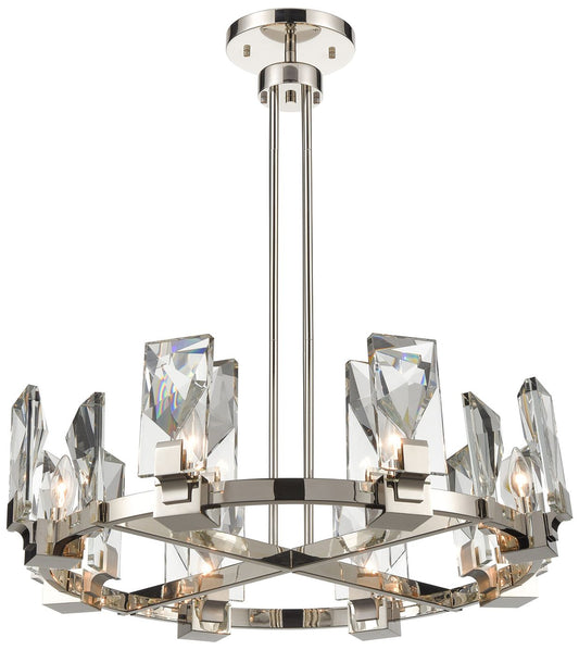 Horizon 8-Light 32 Inch Polished Nickel Wheel Styled Chandelier