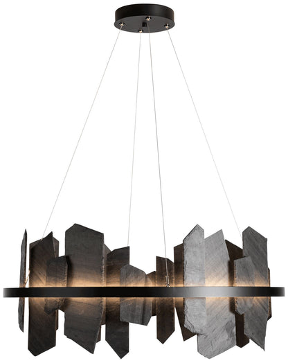 Hubbardton Forge Ardesia 38" Black and Slate LED Ring Chandelier