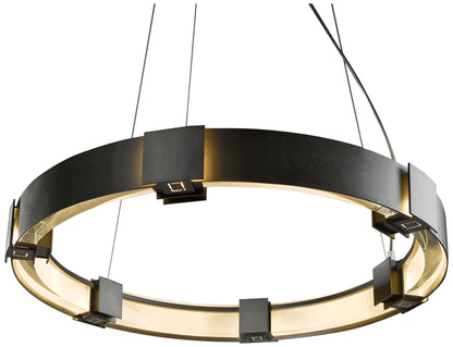 Hubbardton Forge Aura Pendant 28.9" Dark Smoke Glass Ring Pendant