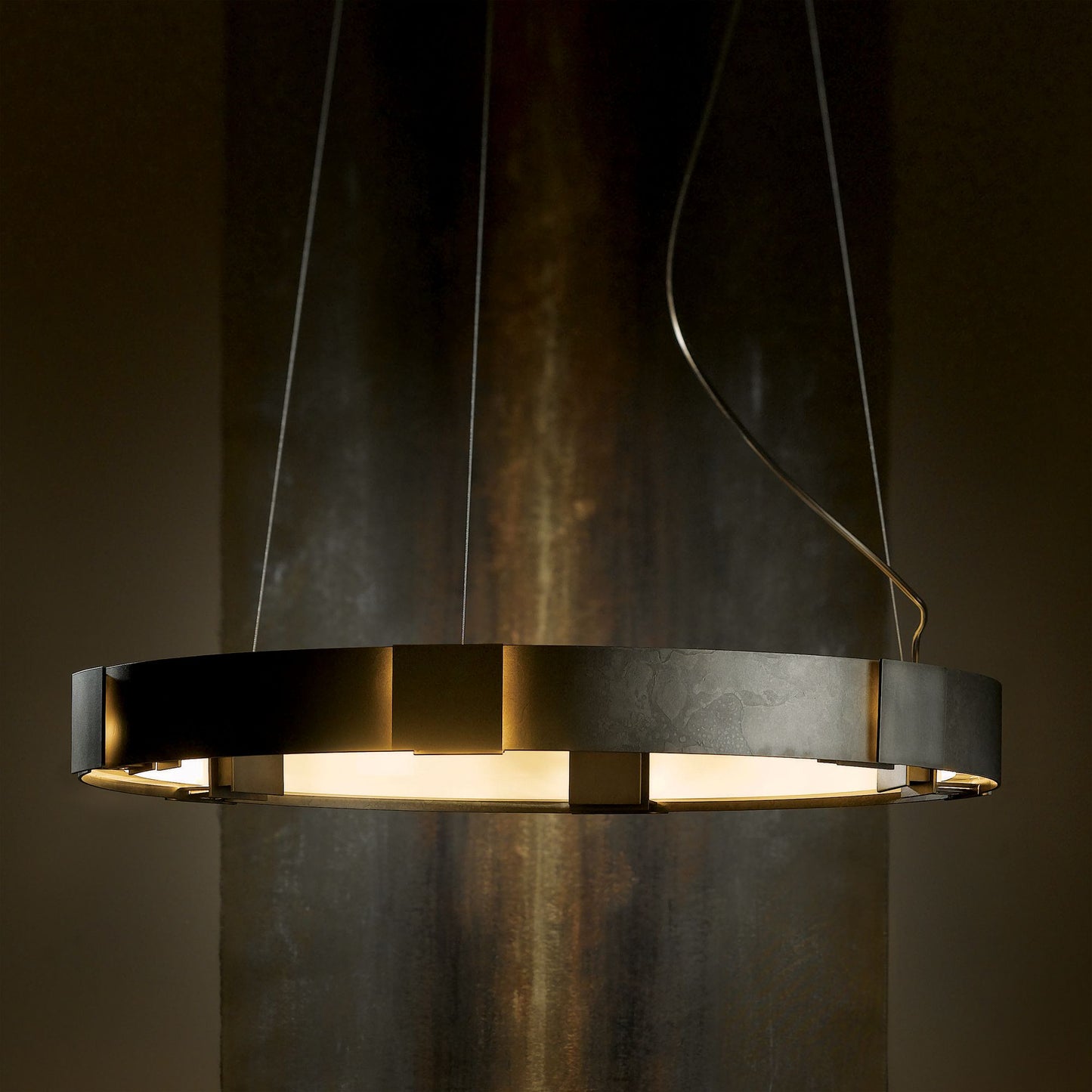 Hubbardton Forge Aura Pendant 28.9" Dark Smoke Glass Ring Pendant