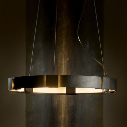 Hubbardton Forge Aura Pendant 28.9" Dark Smoke Glass Ring Pendant