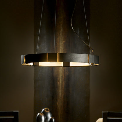 Hubbardton Forge Aura Pendant 28.9" Dark Smoke Glass Ring Pendant