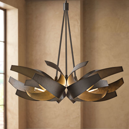 Hubbardton Forge Corona 35"W Smoke 6-Light Chandelier