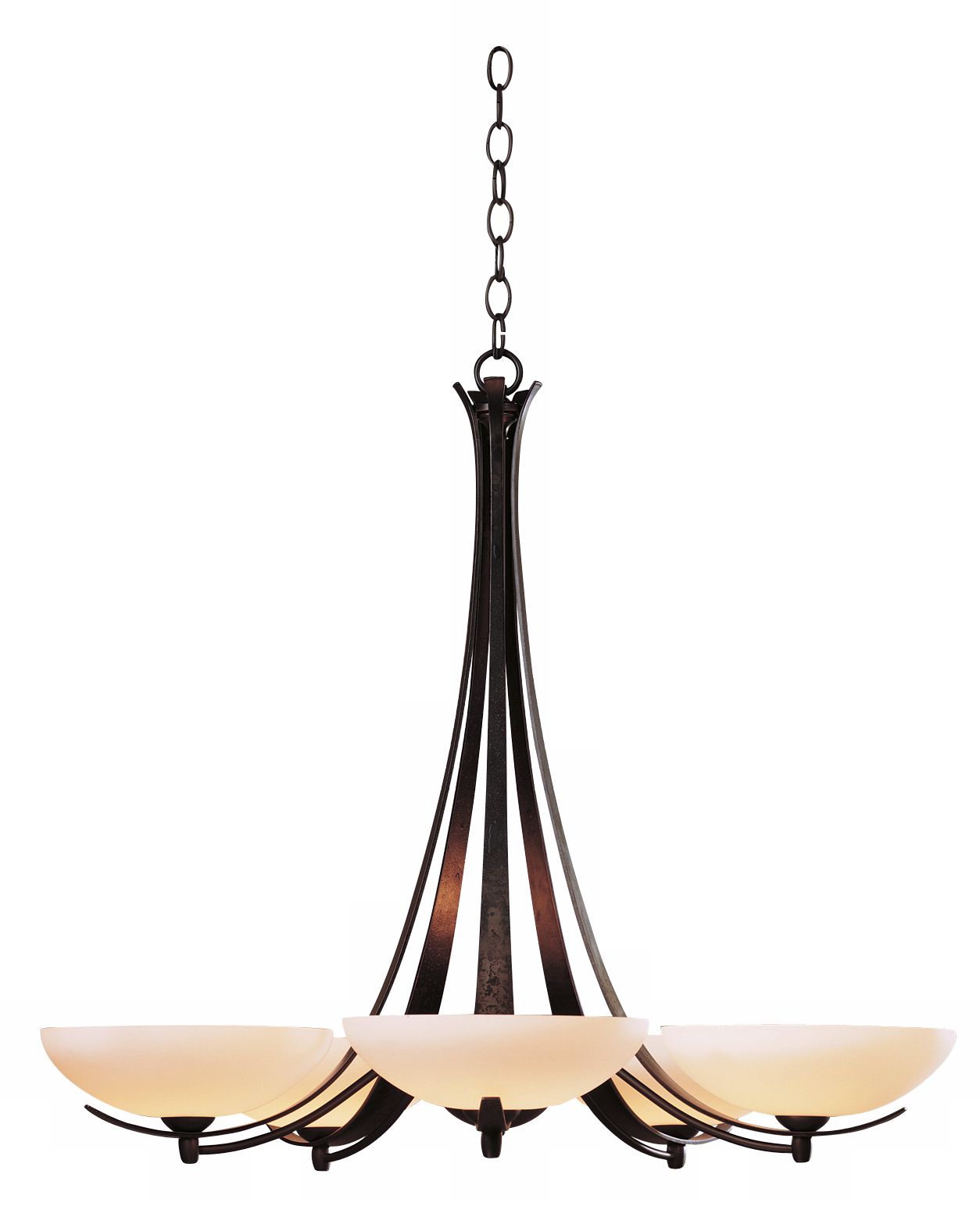 Hubbardton Forge Dark Smoke Five Light Opal Chandelier