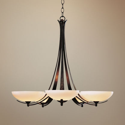 Hubbardton Forge Dark Smoke Five Light Opal Chandelier