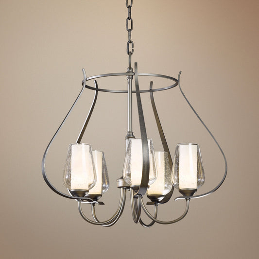 Hubbardton Forge Flora 22 1/4" Open Scroll Seeded Glass Chandelier