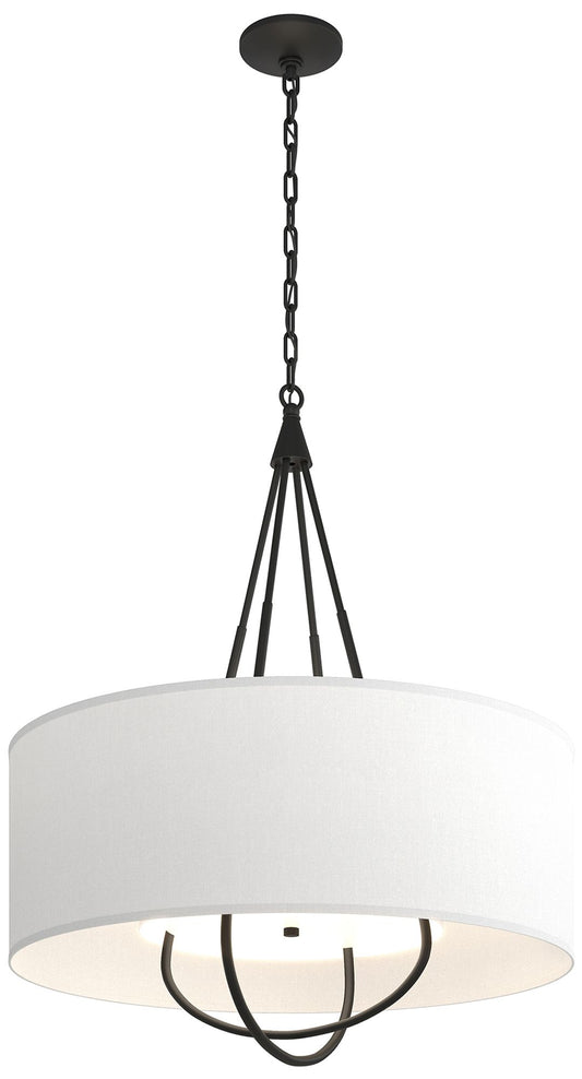 Hubbardton Forge Loop 28"W Black Metal 4-Light Drum Pendant