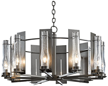 Hubbardton Forge New Town 30"W Smoke 10-Light Chandelier