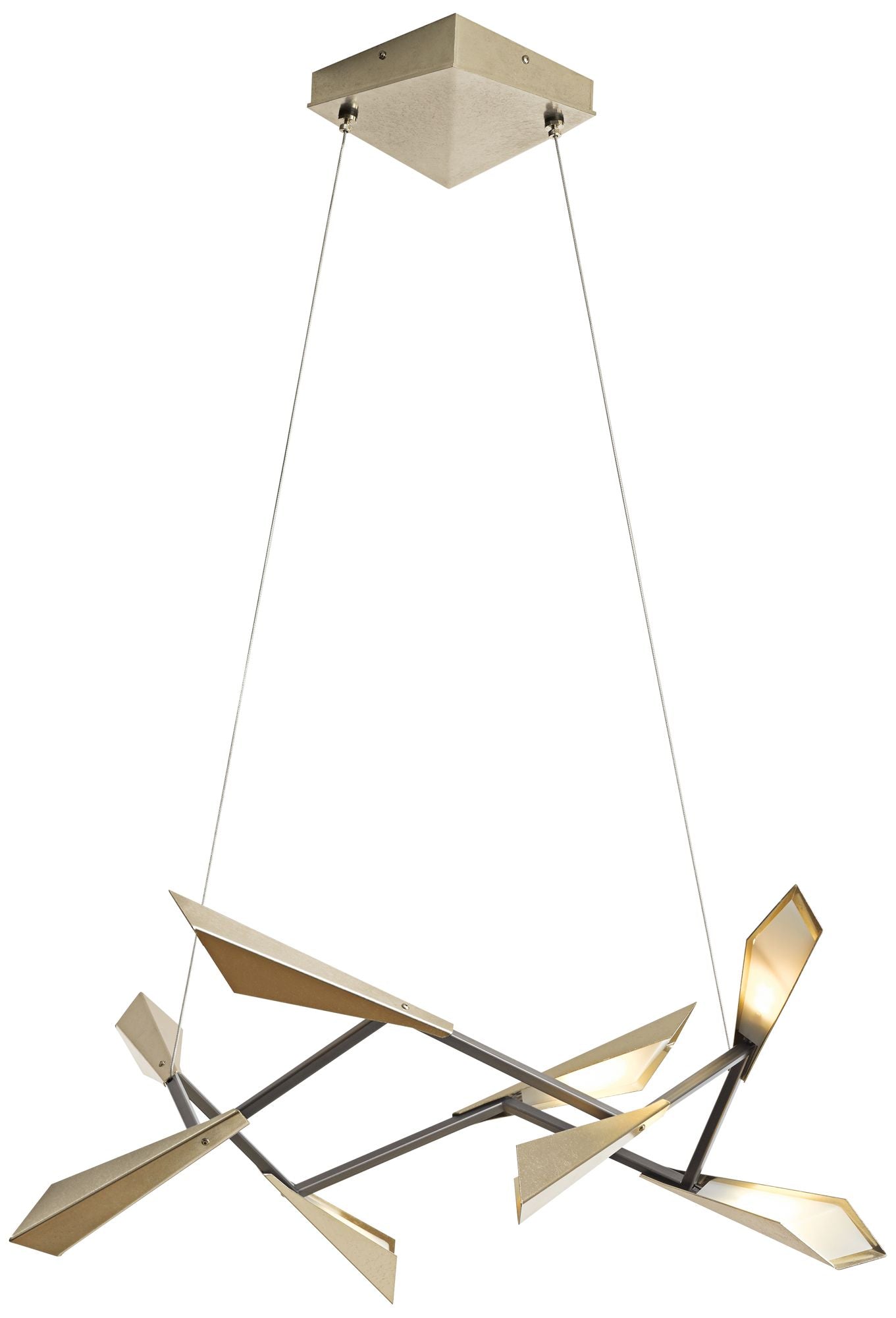 Hubbardton Forge Quill 34"W Soft Gold Square LED Pendant