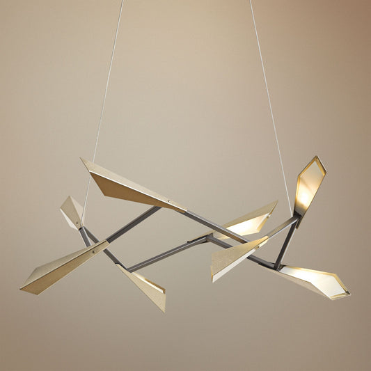 Hubbardton Forge Quill 34"W Soft Gold Square LED Pendant