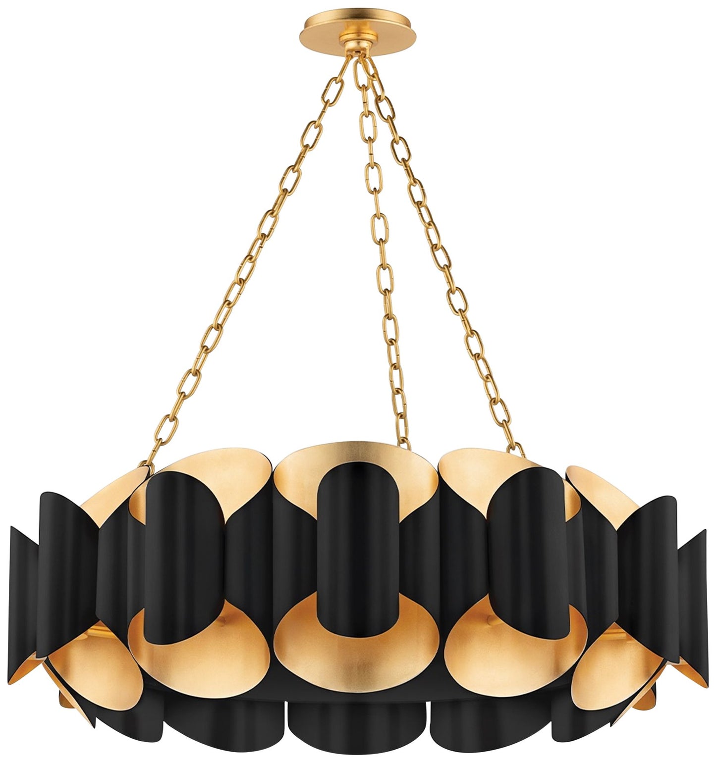 Hudson Valley Banks 34 1/2"W Gold Leaf and Black Chandelier