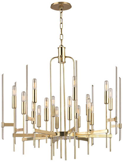 Hudson Valley Bari 30" Wide Aged Brass Glass Chandelier