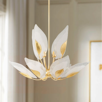 Hudson Valley Blossom 29" Wide Gold Leaf 10-Light Modern Chandelier