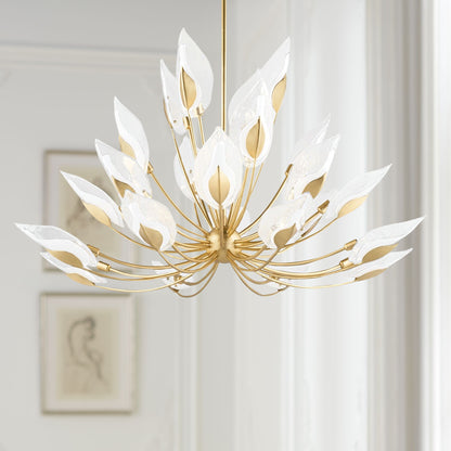 Hudson Valley Blossom 55" Wide Gold Leaf Chandelier