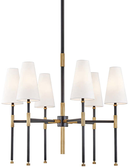 Hudson Valley Bowery 28"W Aged Old Bronze 6-Light Chandelier