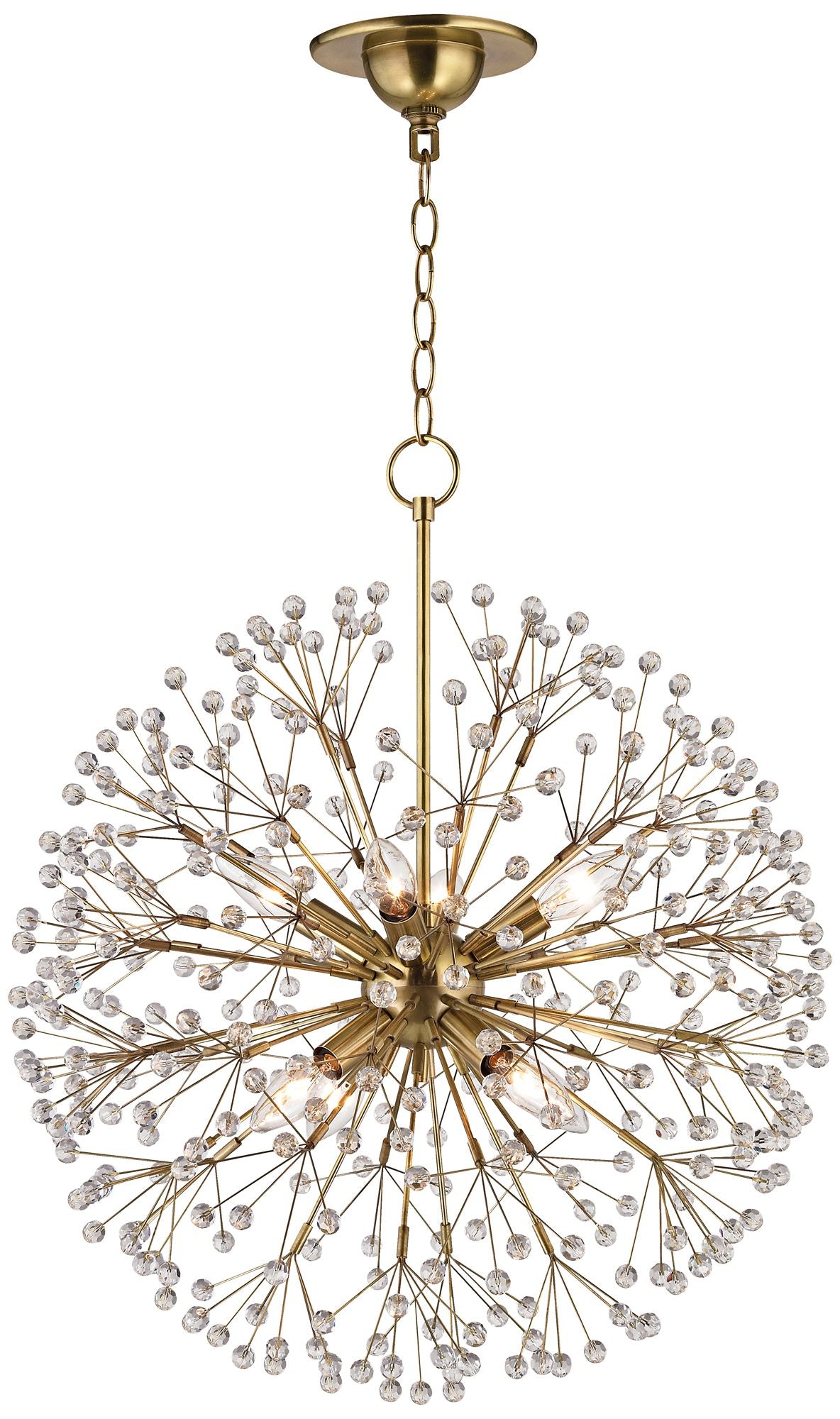 Hudson Valley Dunkirk 20" Aged Brass Starburst Crystal Chandelier