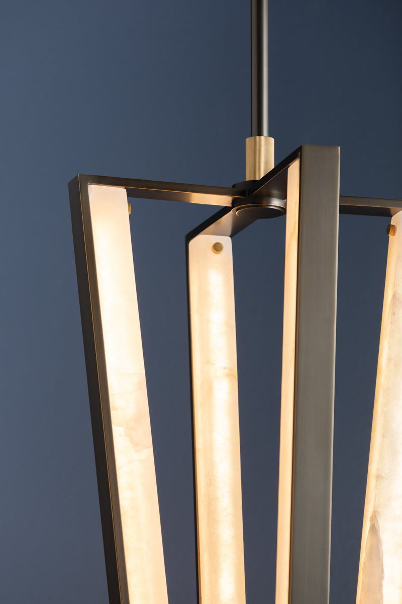 Hudson Valley Edgemere 16" 4 Lt. Aged Brass/Distressed Bronze Pendant