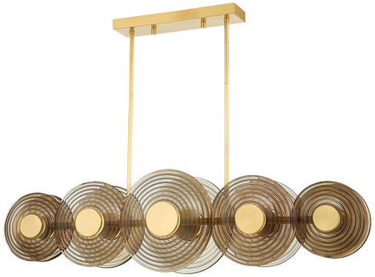 Hudson Valley Griston 53" Wide Aged Brass 10-Light LED Island Light