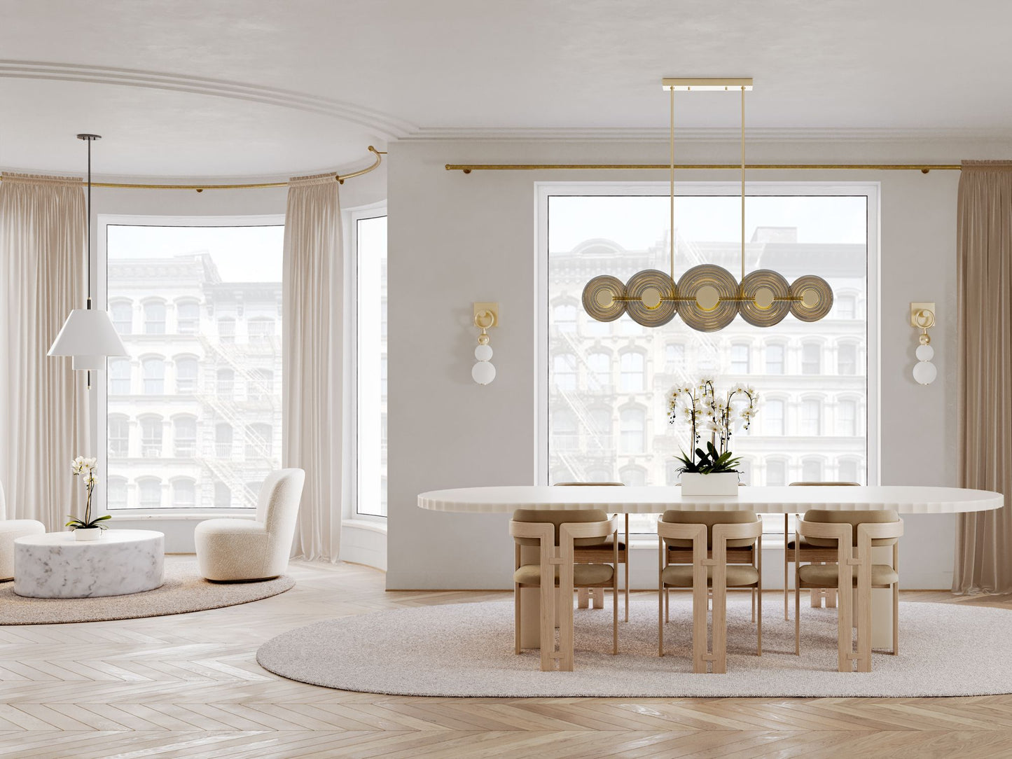 Hudson Valley Griston 53" Wide Aged Brass 10-Light LED Island Light