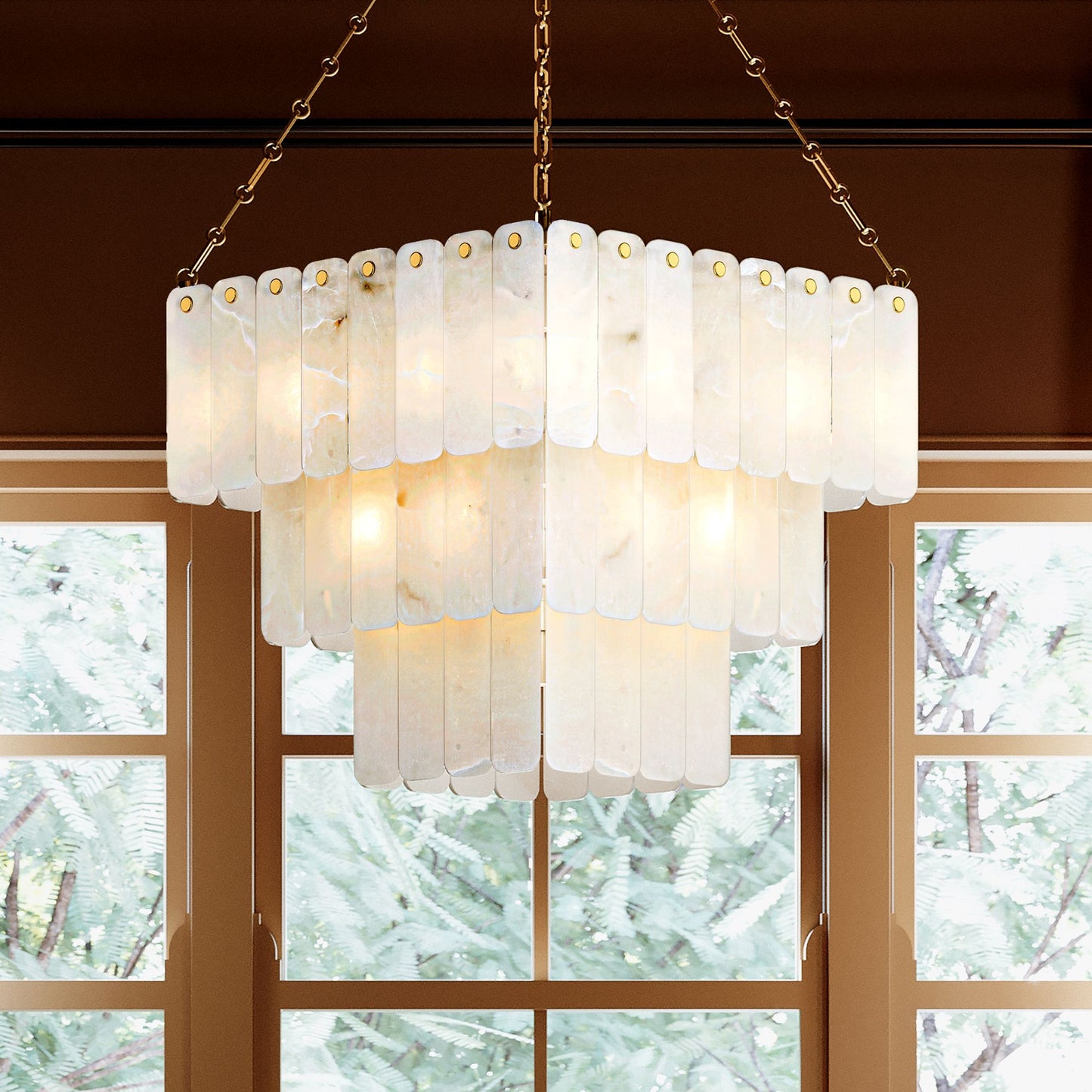 Hudson Valley Moissanite 26" 33 Lt. Aged Brass Chandelier