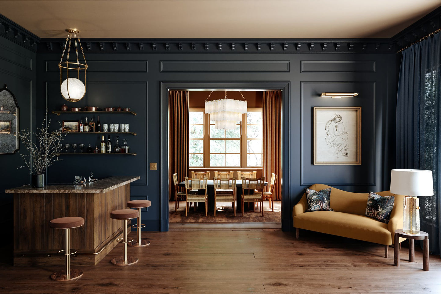 Hudson Valley Moissanite 26" 33 Lt. Aged Brass Chandelier