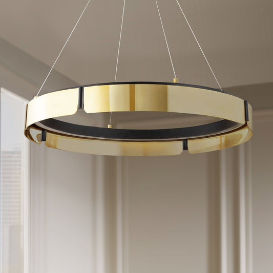 Hudson Valley Tribeca 32.75" Wide Aged Brass/black Medium Led Chandeli