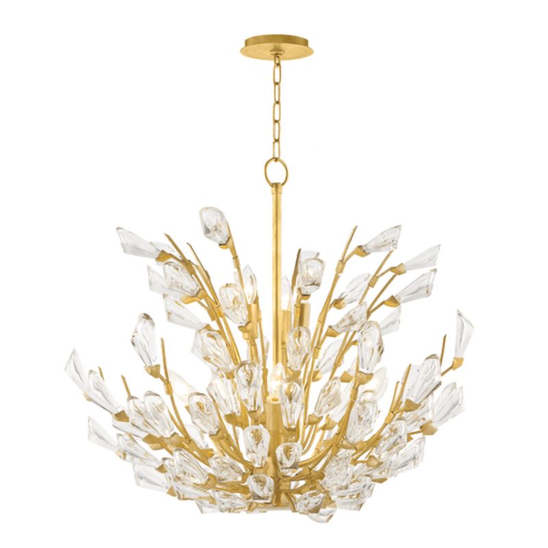 Hudson Valley Tulip 27 3/4" Wide 9-Light Gold Leaf Crystal Chandelier