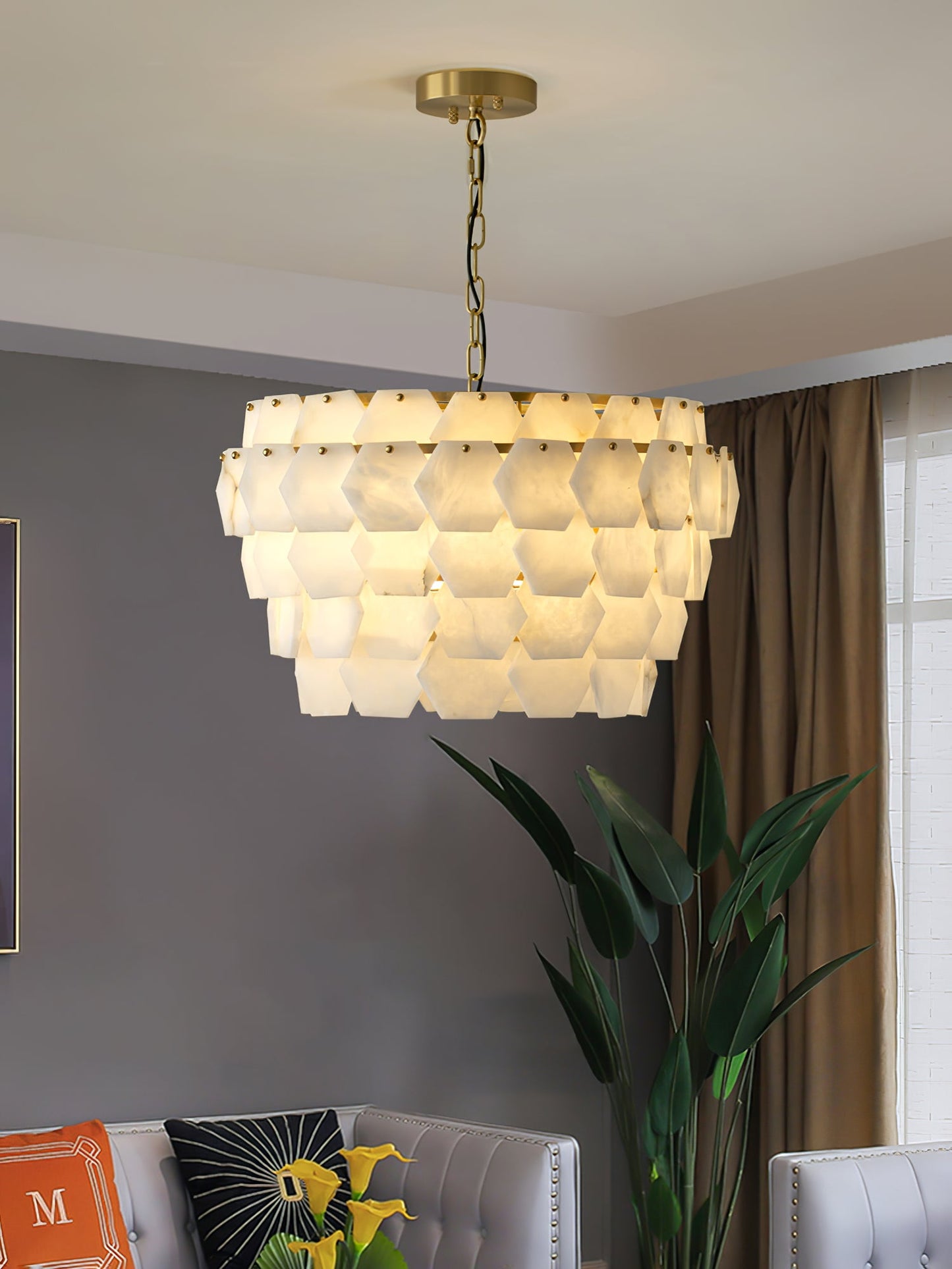 Hexa Cloud Alabaster Pendant Light