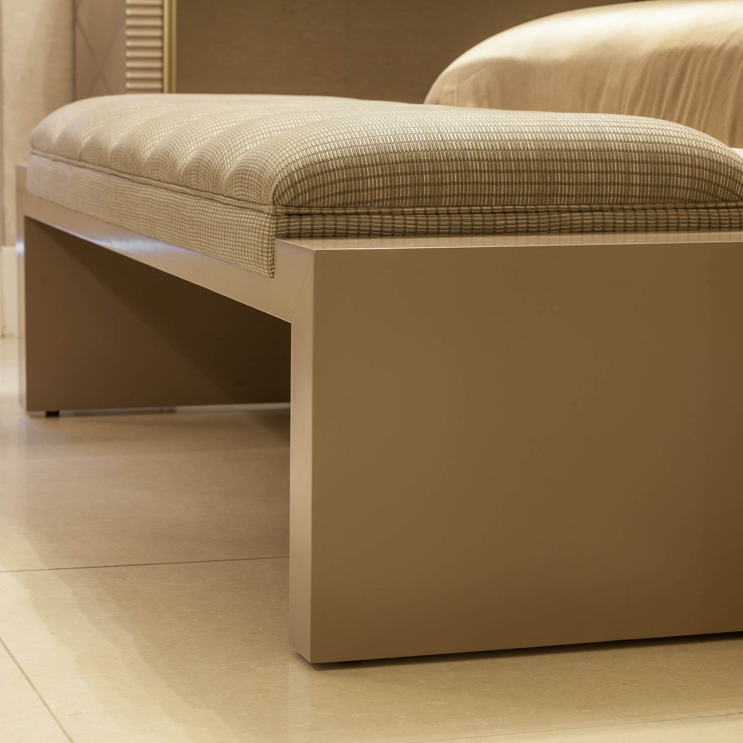 Italian Art Deco Inspired Upholstered Bench