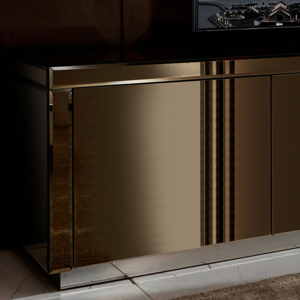 Italian Bronze Mirrored Low Sideboard