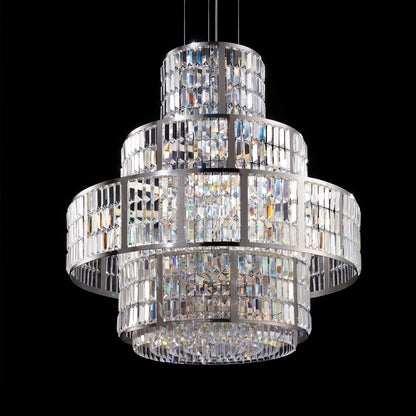 Italian Designer Art Deco Inspired Chandelier With Faceted Crystals