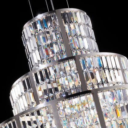 Italian Designer Art Deco Inspired Chandelier With Faceted Crystals